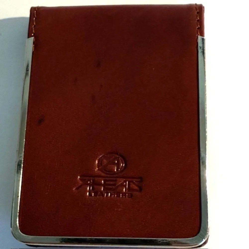 Trump Brown Leather Business Card Case or Money Holder with Gold Edging